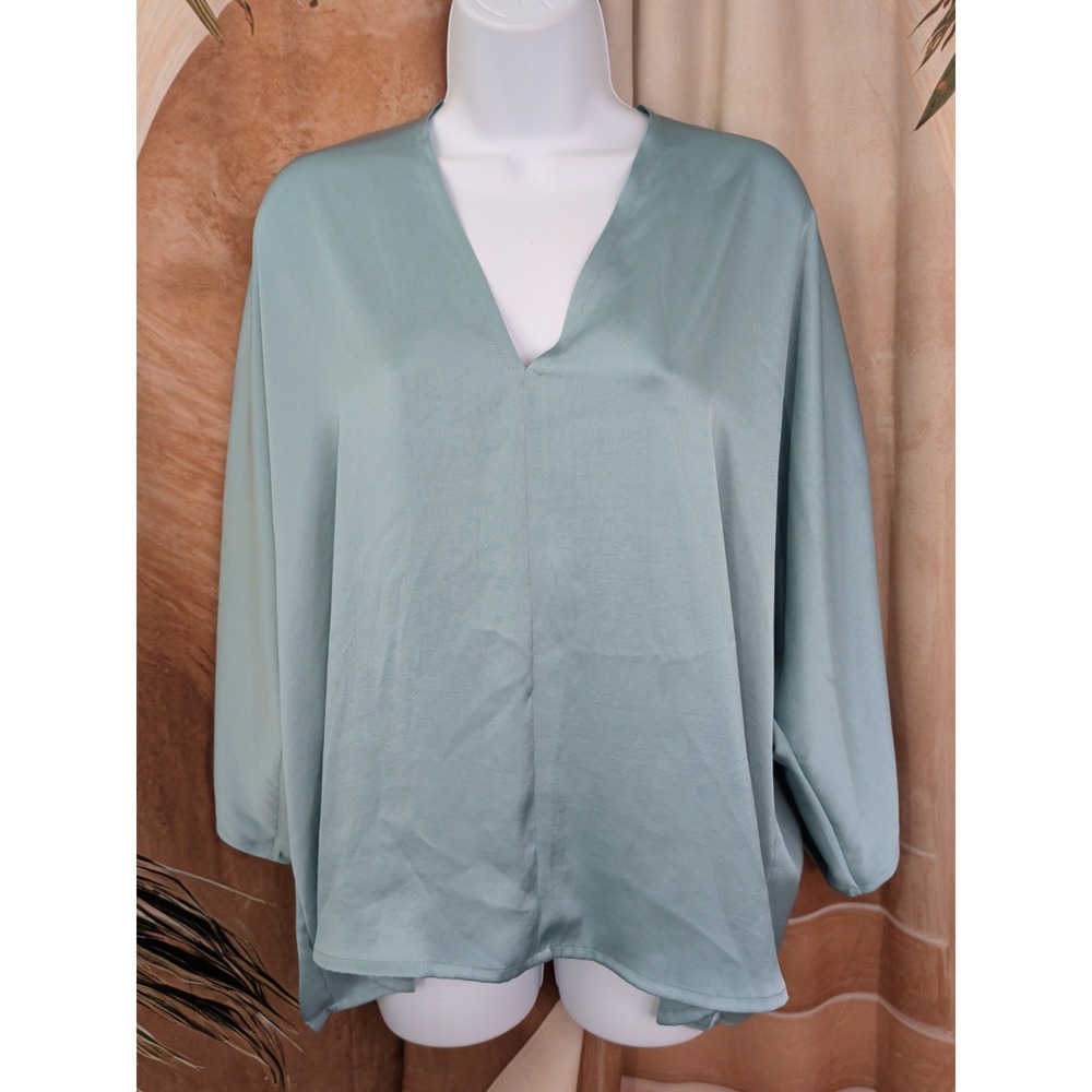 The Reset R Label Satin V Neck Pullover Satin Blouse